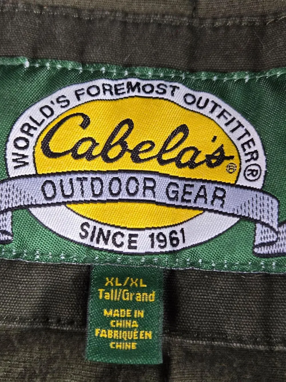 Cabelas Bomber Jacket Mens XLT Green Canvas Thinsulate Insulated Outdoor Hunting
